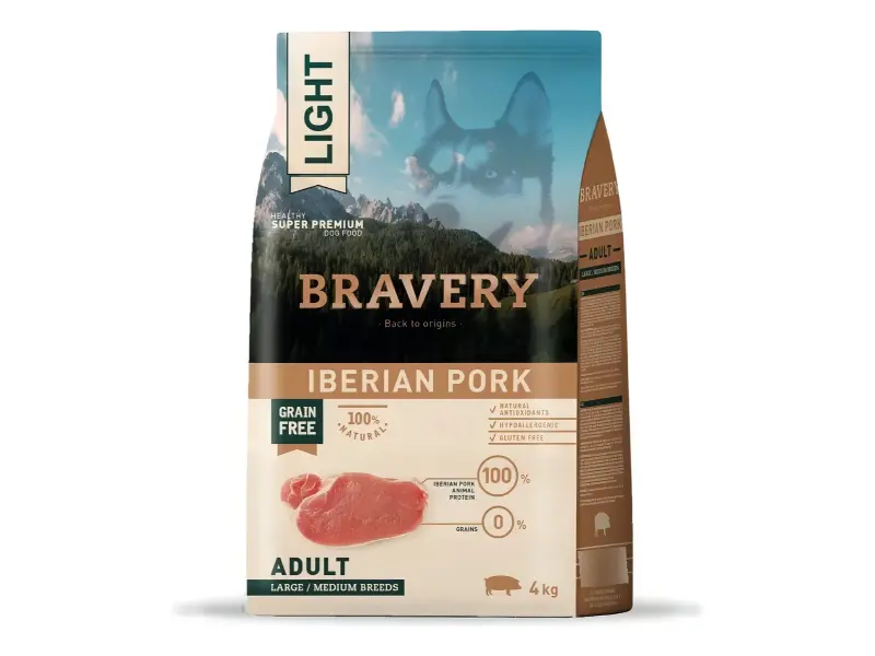 BRAVERY DOG ADULTO MEDIUM LARGE IBERIAN PORK LIGHT 4KG