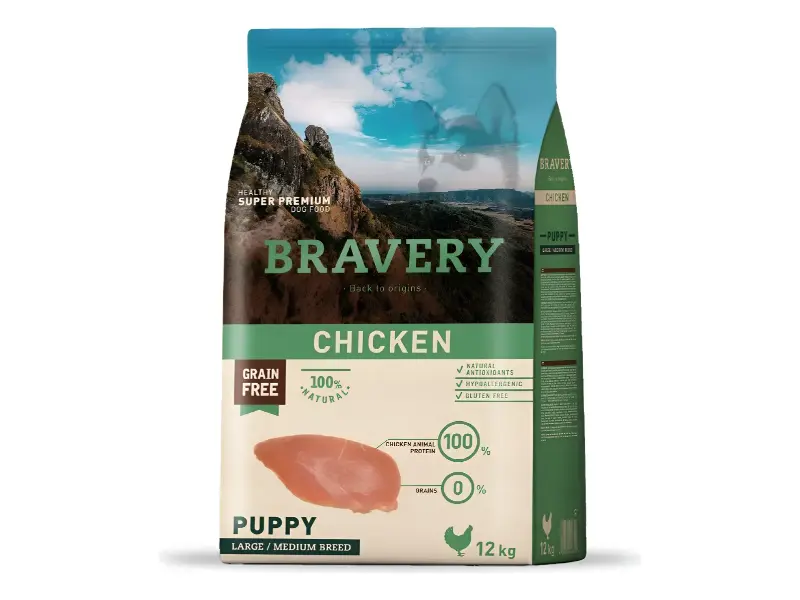 BRAVERY DOG PUPPY MEDIUM LARGE POLLO 12KG